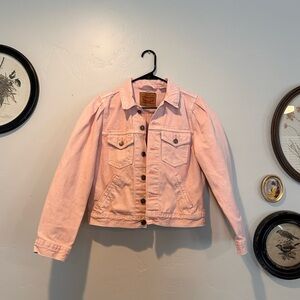 LEVIS - Original Puff Sleeve Pink Trucker Jean Jacket - Womens - Size XS